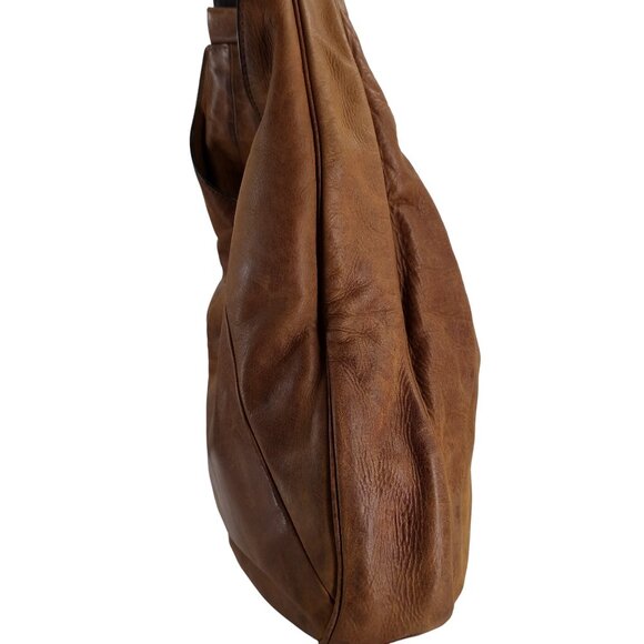 Frye Jacqui Brown Leather Hobo Bag Purse Shoulder Boho Distressed Silver Western - Picture 3 of 10